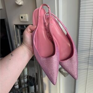 Zara Pink Rhinestone Kitten Heel SZ 8